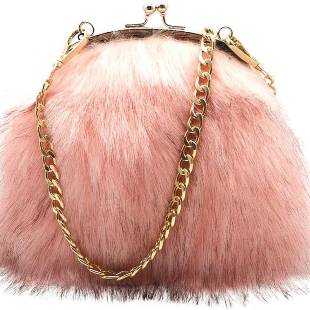 Faux Fur Purse Fashion Clutch Handbag Shoulder Vintage Evening Bags for Women